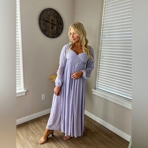 Lavender Maxi Dress with Lace Accents